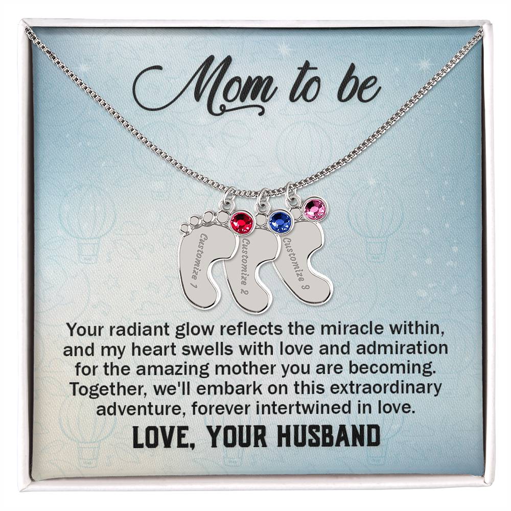 Mom to be, Love Your Husband - Birthstone Necklace