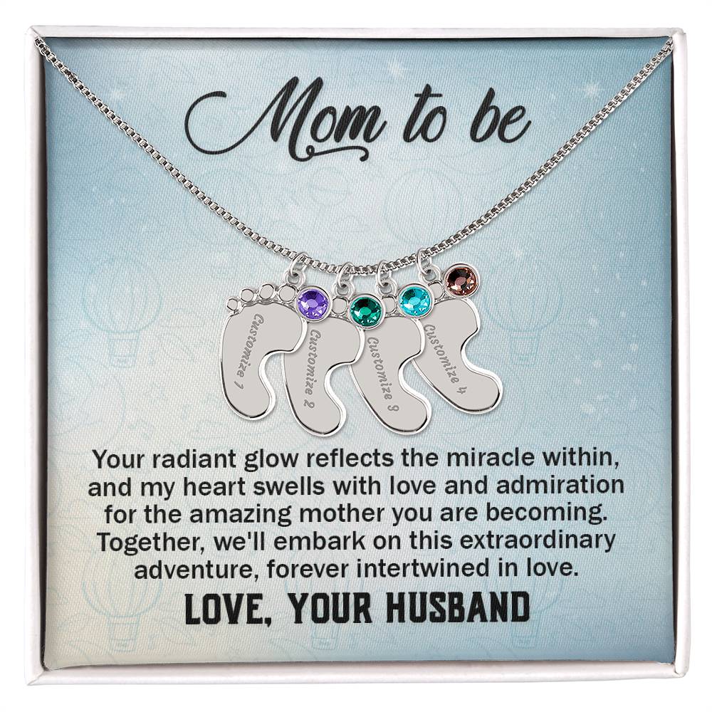 Mom to be, Love Your Husband - Birthstone Necklace