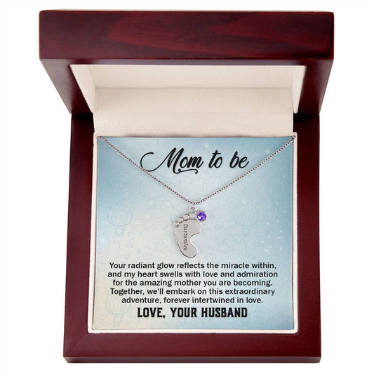 Mom to be, Love Your Husband - Birthstone Necklace