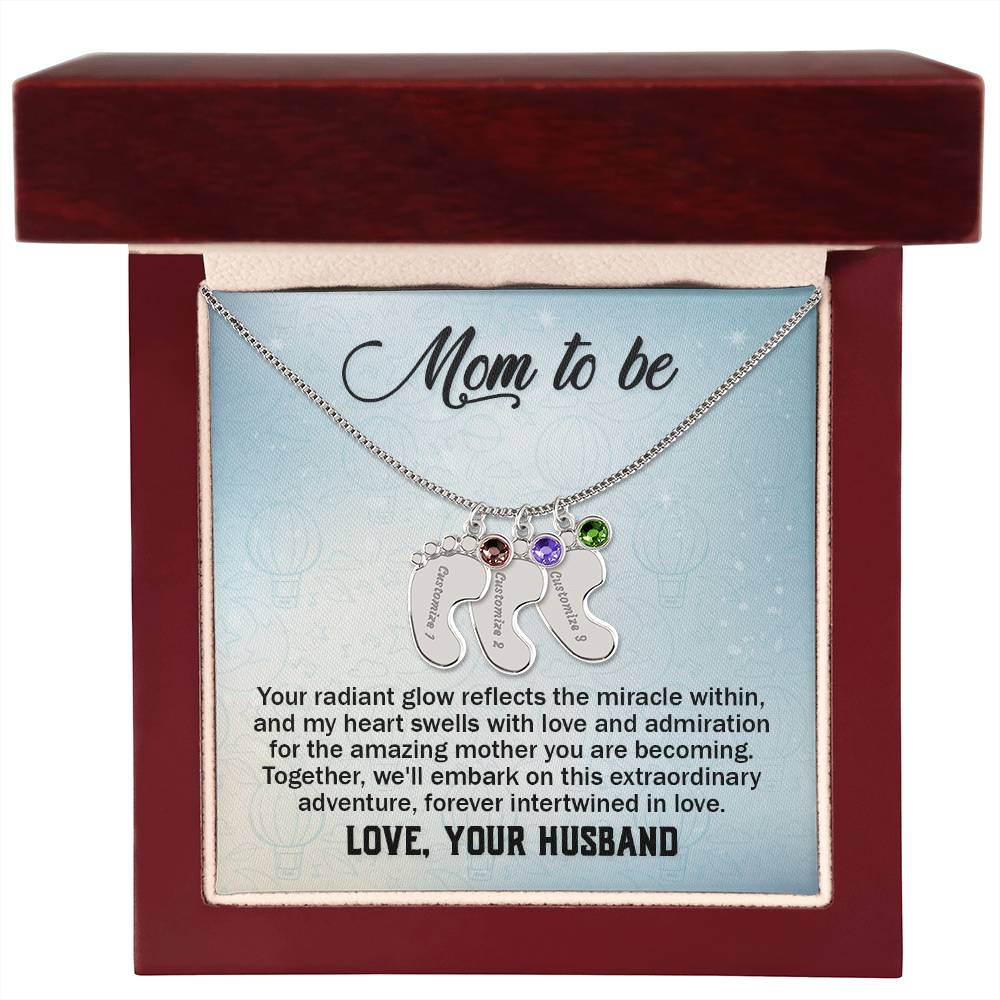 Mom to be, Love Your Husband - Birthstone Necklace