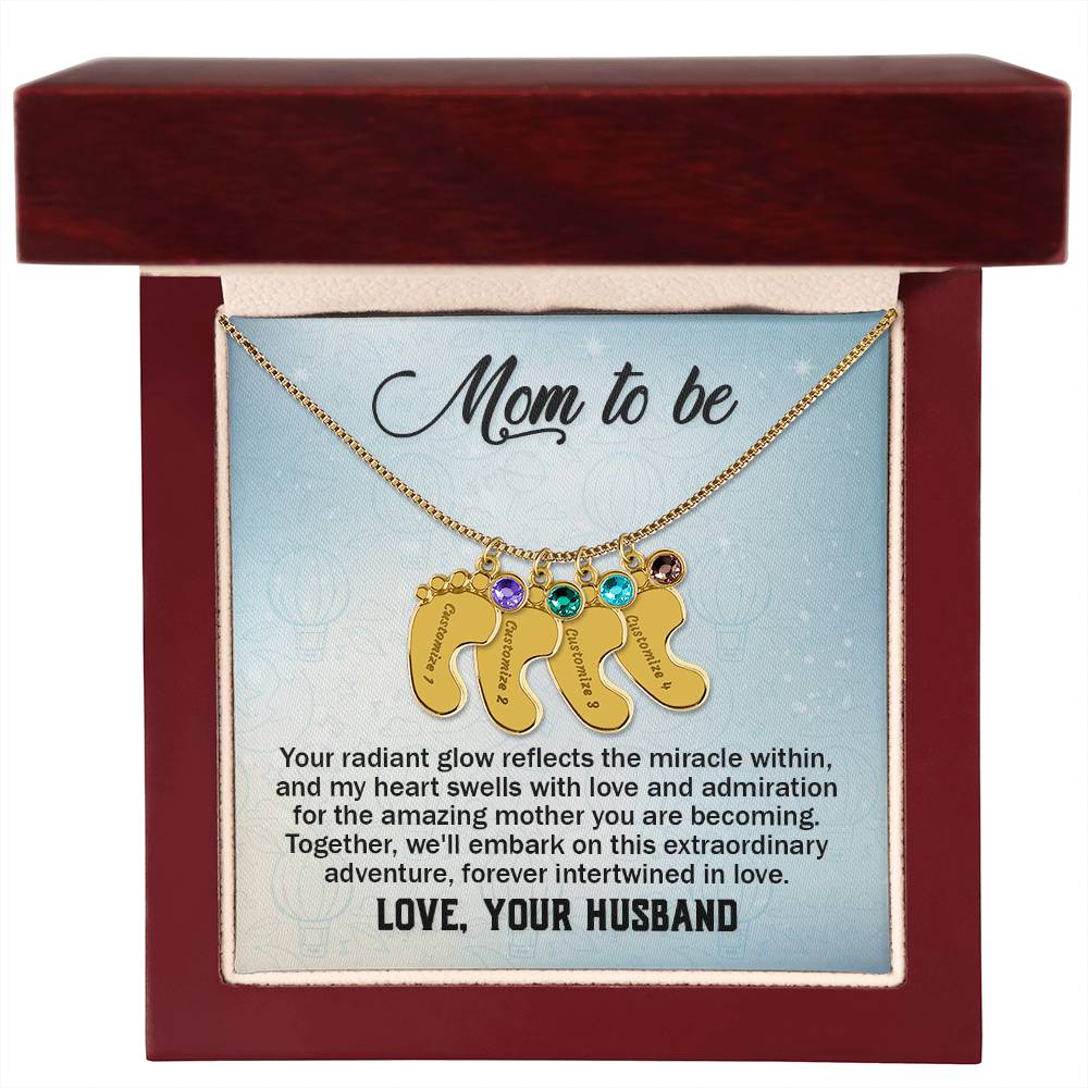 Mom to be, Love Your Husband - Birthstone Necklace