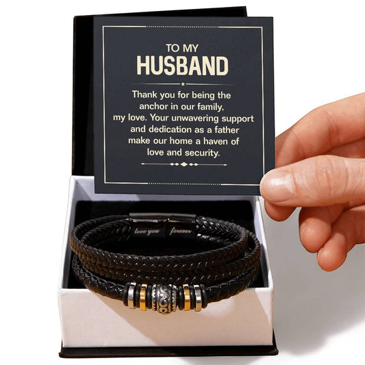 My Husband, My Anchor - Men's bracelet