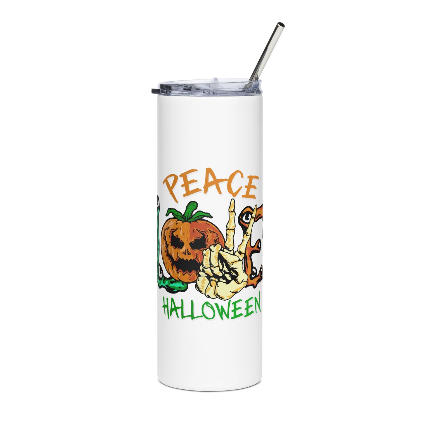 Peace, Love, & Halloween tumbler